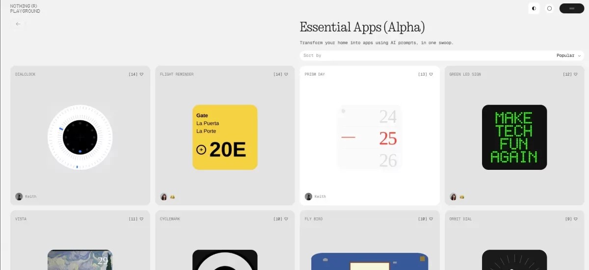 Nothing har så langt lansert bare én AI-aktivert app, Essential Space, som lar brukere dele skjermbilder, spille inn talememoer og motta transkripsjoner fra møter.