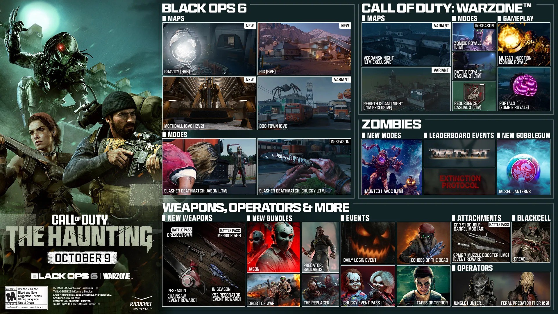 Når det gjelder den sjette sesongen av Black Ops 6 og Warzone , heter den The Haunting og lanseres 9. oktober.